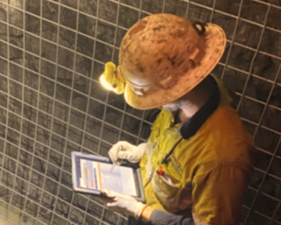 Underground mechanic using TRAK on a tablet